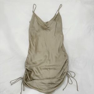 Aritzia Wilfred Free Gold Only Ruched Slip Dress Size XXS